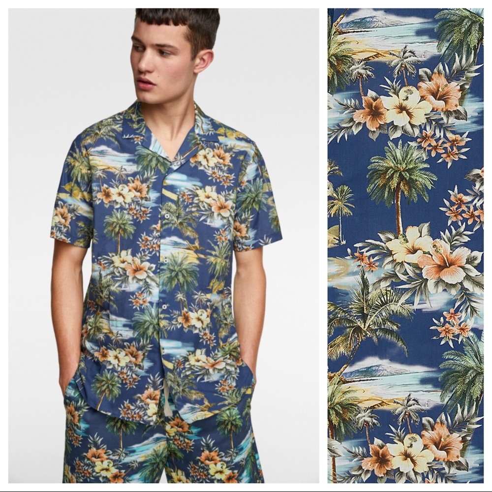 NWT. Zara Man Floral Print Shirt. Size XL.